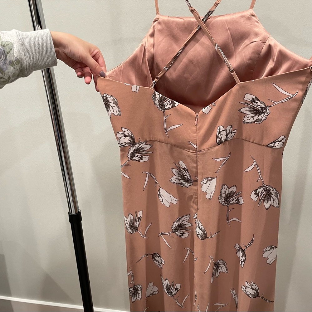 Bardot Rusty rose floral color midi dress with side button detail / Size 6 - Picture 3 of 4